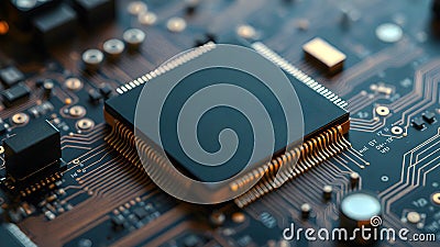 High-Performance Microchip with Sleek Minimalist Design for Advanced Computing and Graphics Stock Photo