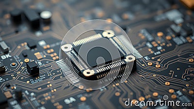 High-Performance Microchip with Sleek Minimalist Design for Advanced Computing and Graphics Stock Photo
