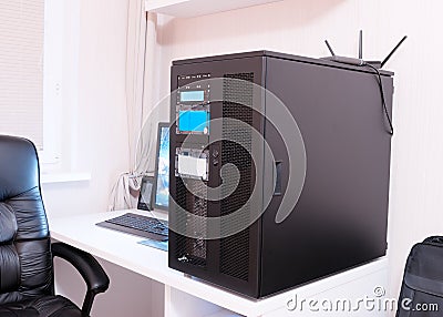 High performance workstation computer background Stock Photo