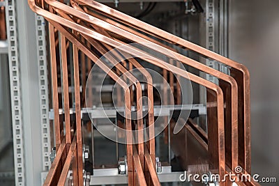 High Power electrical board with copper bars Stock Photo