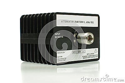 High power RF attenuator isolated on the white background Stock Photo