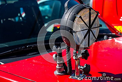 high-power spotlight on a firefighting vehicle, fire engine Stock Photo