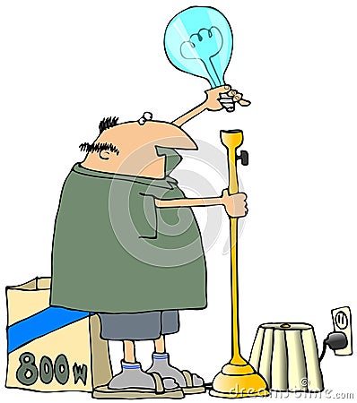 High Powered Lamp Cartoon Illustration