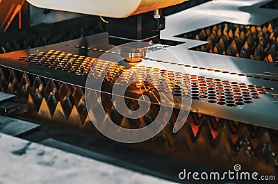 High precision CNC laser cutting metal sheet Stock Photo