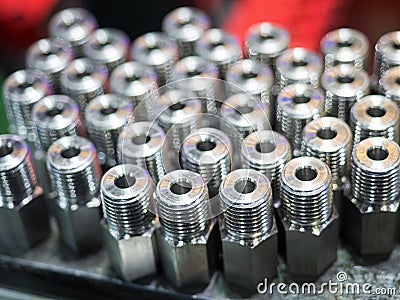 high precision steel automotive part manufacturing by CNC machining process Stock Photo