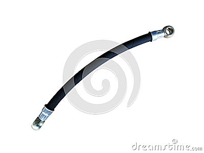 High-pressure rubber fuel hose on an isolated white background. Stock Photo