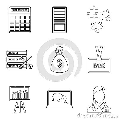 High price icons set, outline style Vector Illustration