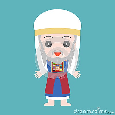 High priest of Jewish in cute character Vector Illustration