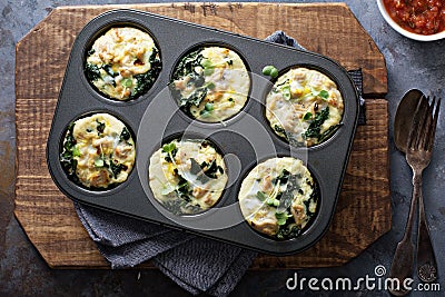 High protein egg muffins with kale Stock Photo