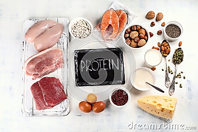 High protein foods Stock Photo