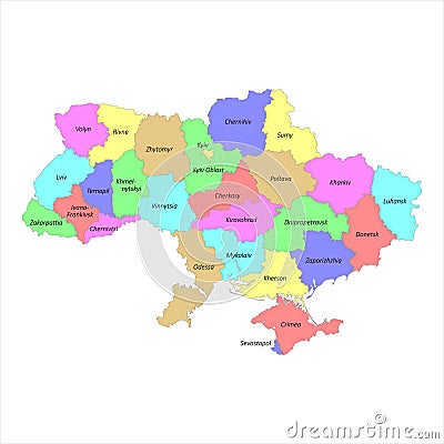 High quality colorful labeled map of Ukraine with borders Stock Photo