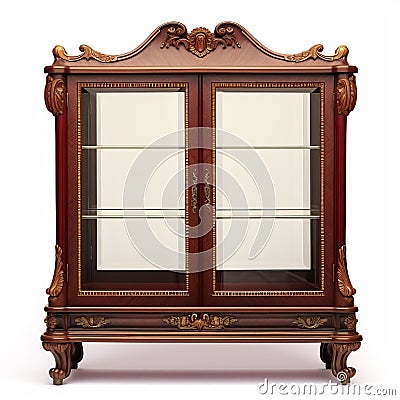 High-quality Curio Cabinet On White Background - High Resolution Image Stock Photo