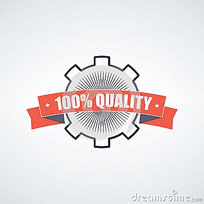High quality Customer support service signs. 100 quality guarantee label. Cogwheel gear. Stock vector illustration isolated Cartoon Illustration