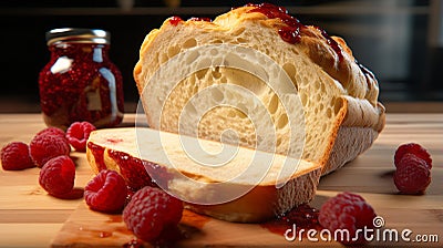 High-quality 3d Ar Image Of Sourdough Bread And Raspberry Jam Stock Photo
