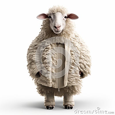 High-quality 3d Sheep Fashion Photography On White Background Stock Photo