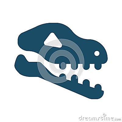 High quality dark blue dinosaur skull, fossil icon Cartoon Illustration