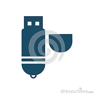 High quality dark blue flat flash disk icon Cartoon Illustration