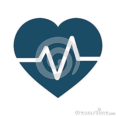 High quality dark blue flat heart beat, beat per minute, pulse icon Cartoon Illustration