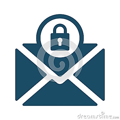 High quality dark blue flat locked mail, message icon Cartoon Illustration