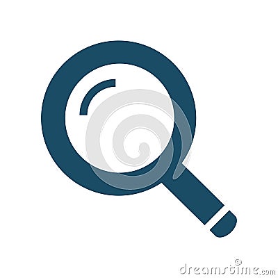 High quality dark blue flat magnifying glass icon Cartoon Illustration