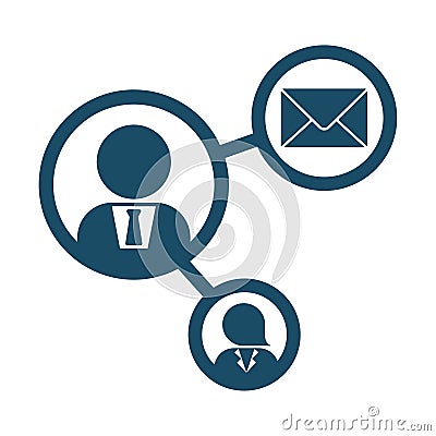 High quality dark blue flat mail network icon Cartoon Illustration