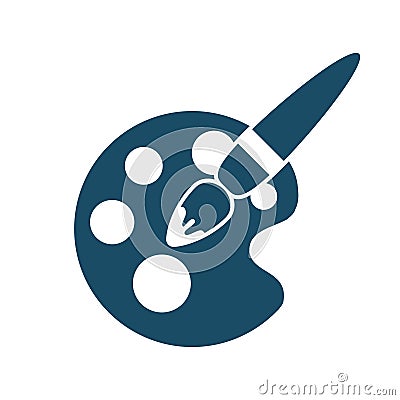 High quality dark blue flat painter palette icon on white background Cartoon Illustration