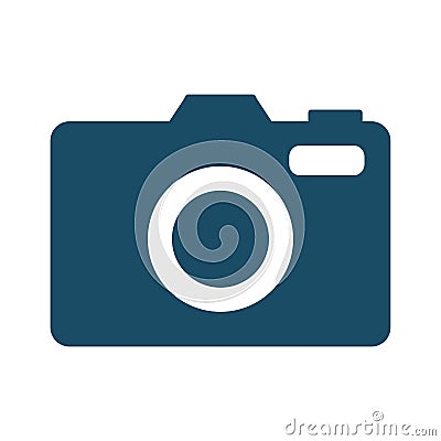 High quality dark blue flat photo camera icon Cartoon Illustration