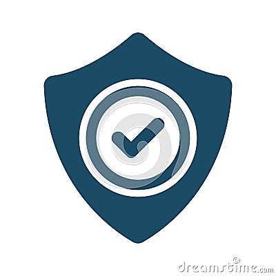 High quality dark blue flat safety, security shield icon Cartoon Illustration
