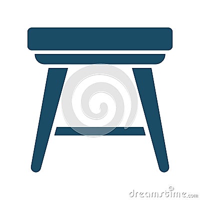 High quality dark blue flat stool icon Cartoon Illustration