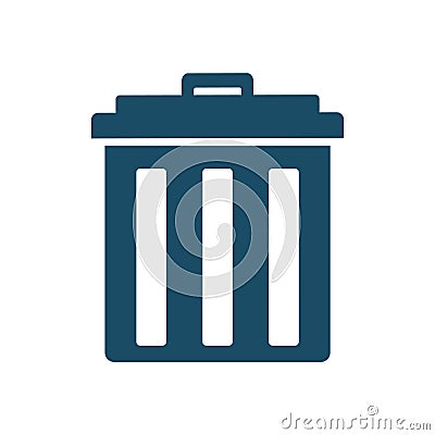 High quality dark blue flat trash can icon Cartoon Illustration