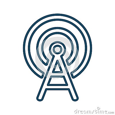 High quality dark blue outlined antenna radio wave, frequency icon Stock Photo