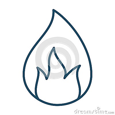 High quality dark blue outlined flame, fire, blaze icon Cartoon Illustration