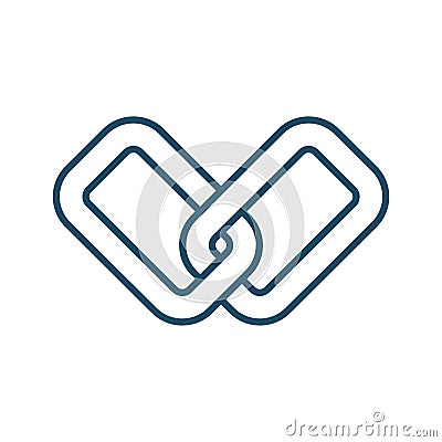 High quality dark blue outlined linked chain icon Cartoon Illustration