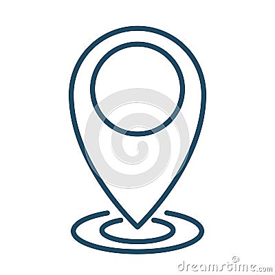 High quality dark blue outlined location pin icon Cartoon Illustration