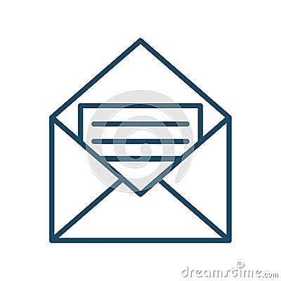 High quality dark blue outlined opened letter, post, mail, email icon Cartoon Illustration