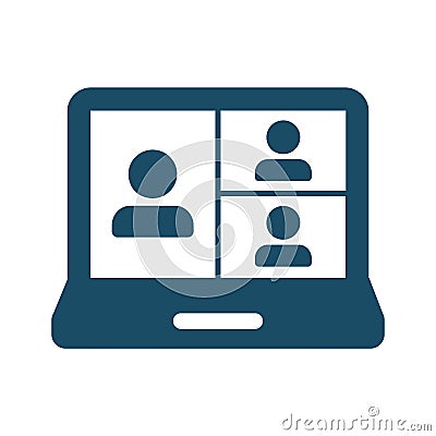 High quality dark blue video conference, webinar, meeting icon Stock Photo