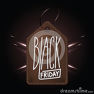 High quality dark brown leather badge for Black friday shopping Stock Photo