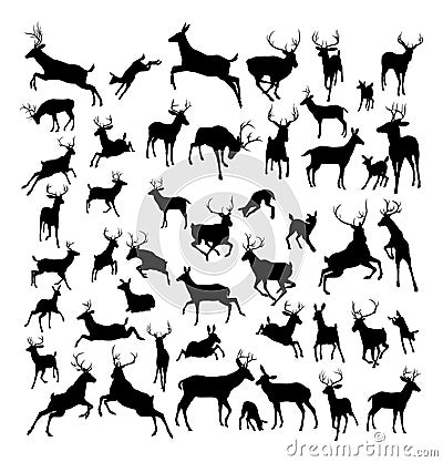 Deer animal silhouettes Vector Illustration