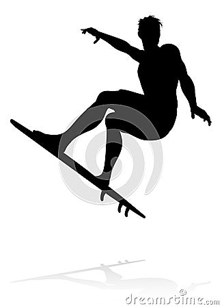 Surfer Silhouette Vector Illustration