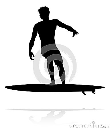 Surfer Silhouette Vector Illustration