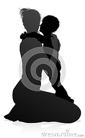 Mother and Child Family Silhouette Vector Illustration