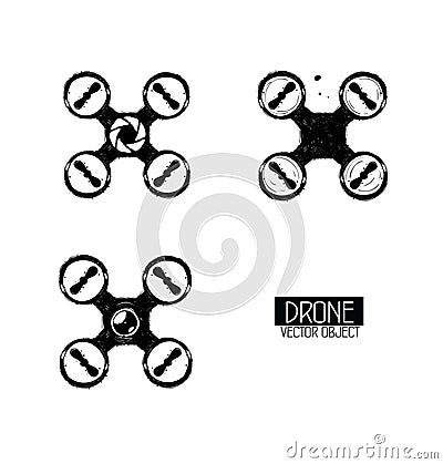 High quality drone isolated vector objects. Vector Illustration