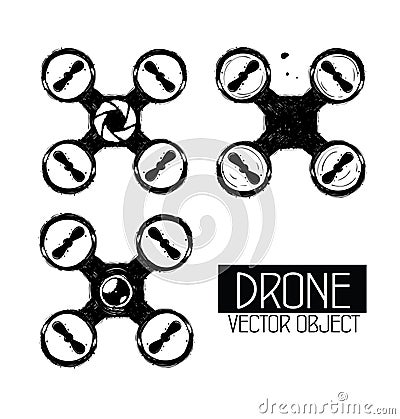 High quality drone isolated vector objects. Vector Illustration