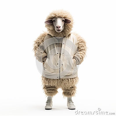 High-quality Fashion 3d Sheep Oud Bruin Full Body White Background Stock Photo