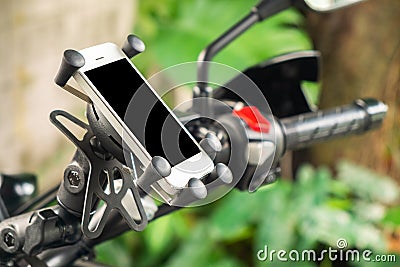 High Quality GPS Navigator or Smartphone Holder for Touring Motorcycle Stock Photo