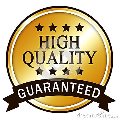 High quality guaranteed. Golden icon. Cartoon Illustration