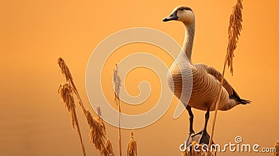 High-quality Hd Photograph Of Goose Perched On Brown Stem Stock Photo