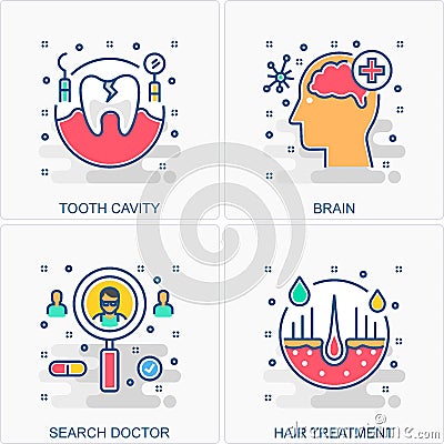 Medical icons and concepts illustrations Vector Illustration