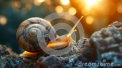 a snail mucin cream featuring the shimmering delicate shell of a snail under sunlight Cartoon Illustration