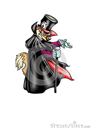 High quality Illustration of wizard magician fox mascot, cover, background, wallpaper Cartoon Illustration